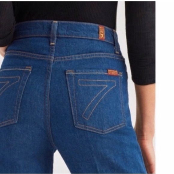 7 For All Mankind Baby Jo Cropped Trouser Jeans Avant High Rise Women's 27 - Picture 13 of 14